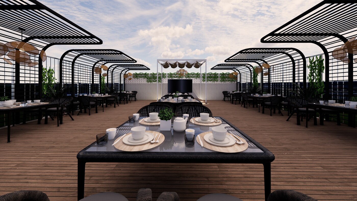 Hotel Lumière rooftop open-air dining terrace